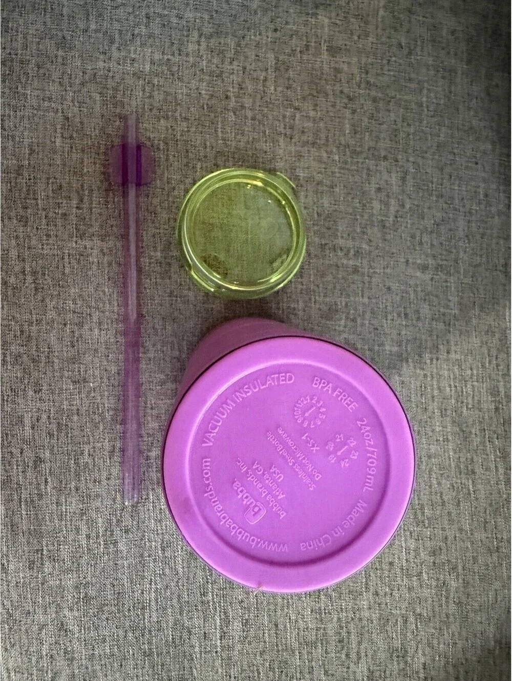 Bubba 24oz Vacuum Insulated Stainless Steel Rubberized Tumbler Magenta Lid Straw